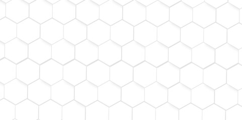 Seamless pattern of hexagons background technology with hexagons. 3d Hexagonal structure futuristic white background and Embossed Hexagon , honeycomb white Background ,light and shadow ,Vector.
