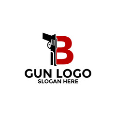 Letter B and Gun logo icon design, Gun Logo vector template