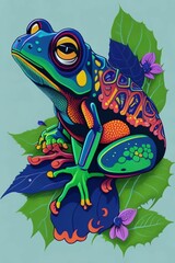 A detailed illustration of a Frog for a t-shirt design, wallpaper, and fashion