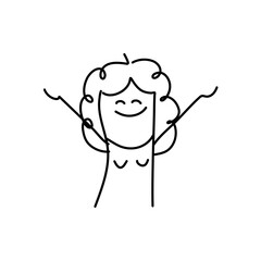 Stick figure. emotions of people, surprised, ashamed, satisfied, joyful. Doodle style. Vector illustration.