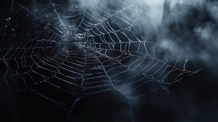 spider web in the dark creepy halloween concept