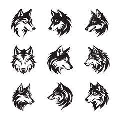 Fototapeta na wymiar Wolf logo silhouette vector set