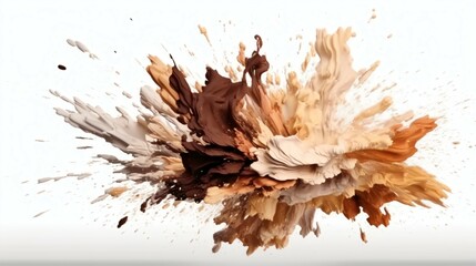 Obraz na płótnie Canvas brown and peal Paint Splashes Ignite a Fantastical Explosion on a white background, Illuminating Free Space with Artistic Magic. Generative AI