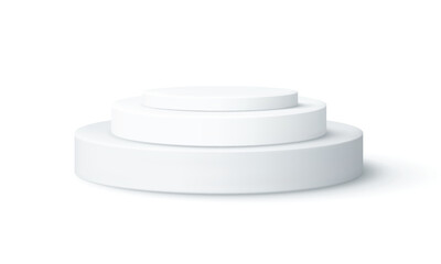Empty white round podium, modern platform, Empty Musical Theater Entertainment stage, 3d round empty stage, abstract studio platforms of circle shape, Promotion display podium, showroom