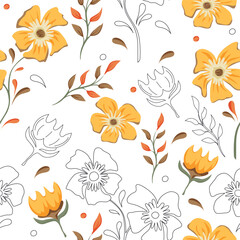 Bursting with vibrant blooms, this seamless vector pattern showcases a riot of colors, perfect for adding a touch of nature's beauty to your designs.