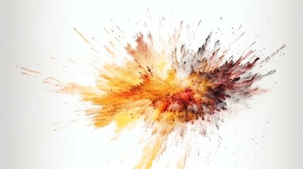 Fire Paint Splashes Ignite a Fantastical Explosion on a white background, Illuminating Free Space with Artistic Magic. Generative AI