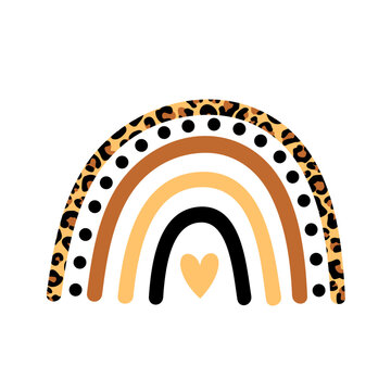 Boho leopard rainbow svg cut file. Isolated vector illustration.