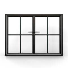 Black metallic window isolated on white background 