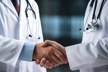 Close up view of doctor touching patient hand showing empty and kindness 