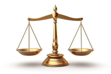 Scale of justice iconic legal symbol isolated on white background 