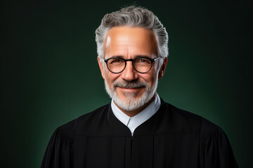Obraz premium Successful male judge smiling at the camera isolated on pastel background 