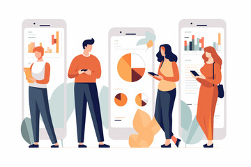 A group of people among graphs and charts