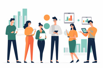 A group of people among graphs and charts