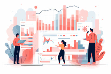 A group of people among graphs and charts