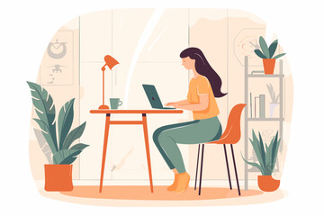 illustration of a women working on a laptop