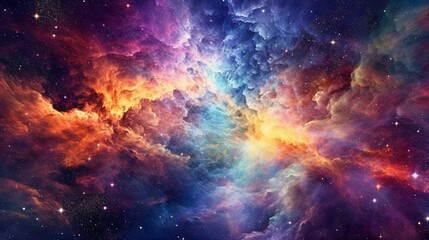 Fototapeta na wymiar Cosmic Symphony, Mesmerizing Galaxy Artwork Unveils Vibrant Colors and Swirling Nebulae, Celebrating the Enchanting Marvels of the Universe. Generative AI