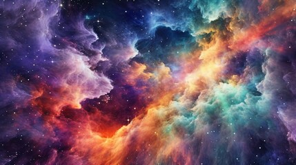 Obraz na płótnie Canvas Cosmic Symphony, Mesmerizing Galaxy Artwork Unveils Vibrant Colors and Swirling Nebulae, Celebrating the Enchanting Marvels of the Universe. Generative AI