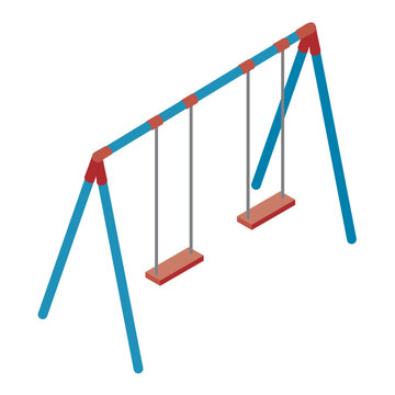 アイソメトリック_ブランコの立体的なイラスト