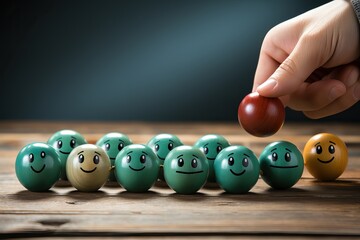 boules en bois avec emoji , mindset, esprit d'équipe, ia générative