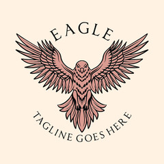 Fototapeta premium Eagle Bird Logo Vector Graphic Design illustration Vintage style Emblem Symbol and Icon