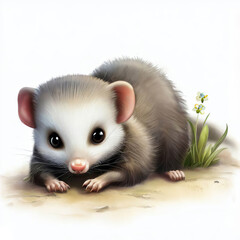 Fototapeta na wymiar Digital illustration of a young North American Opossum