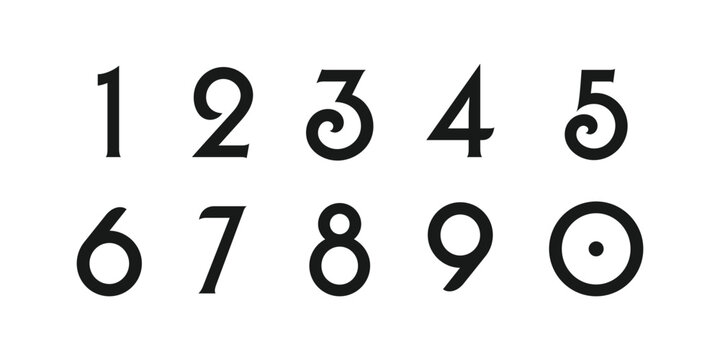 Number font. Font of numbers in classical style with contemporary geometric design. Beautiful elegant numerals. Vintage and old school retro typographic. Vector Illustration