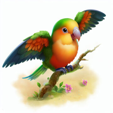 Digital illustration of a young Orange-Bellied Parrot