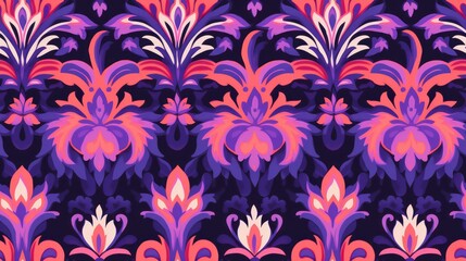 ikat flowers seamless pattern