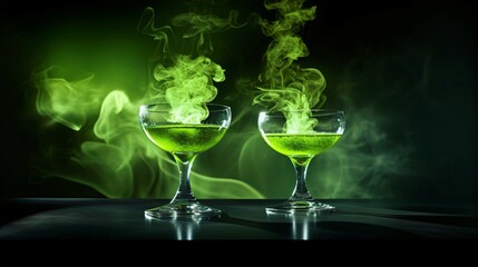 Captivating green Smoke Design with Dramatic Spotlights and Dynamic Patterns for Product Advertisement. Generative AI