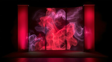 Captivating Red Smoke Design with Dramatic Spotlights and Dynamic Patterns for Product Advertisement. Generative AI