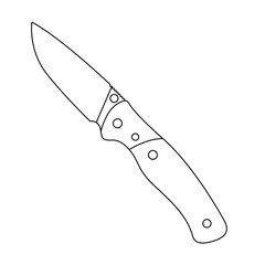 Survival Knife Outline Icon Illustration on White Background