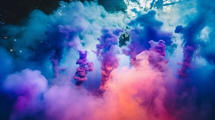 Fototapeta na wymiar indigo, purple and lavender Smoke Bombs with Backlighting Effects, Event Celebration and Festive Concept. Generative AI