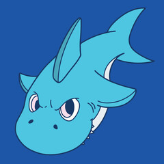 Cute Shark Cartoon Sea Creature Marine Animal Underwater Fish Funny Character