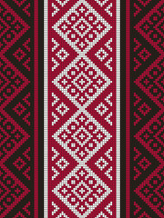 Ukrainian Embroidery. Traditional Ethnic Seamless Pattern. White, Red, Black Colors