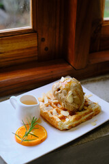 croffle with homemade ice cream