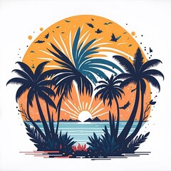 Small island with palms. AI generated illustration