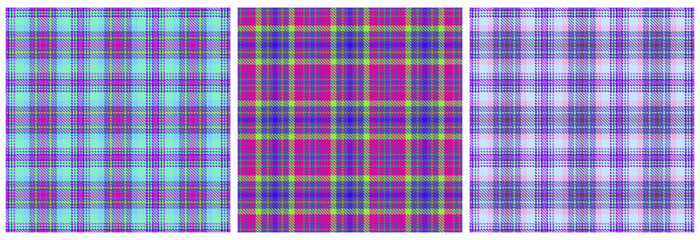 Tartan check plaid texture seamless pattern in pink, blue,green, yellow, white Modern print in barbie ken style for fashion, home decor and stationary Scottish vichy texture Vector illustration