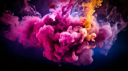 Purple, burgundy and gold Smoke Bombs with Backlighting Effects, Event Celebration and Festive Concept. Generative AI