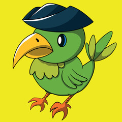Pirate Parrot Cartoon Tropical Bird Funy Character
