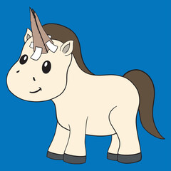 Pony With Unicorn Horn Funny Horse Cute Cartoon Character