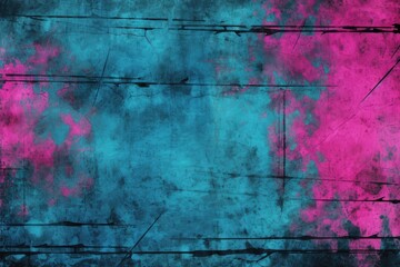Neon Nocturne in Distressed Art Background - Nighttime Grunge Texture - Dancing in Shades of Neon Pink, Piercing Laser Blue, and Black - Grunge Wallpaper Created with Generative AI Technology