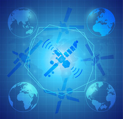science and technology concept illustration wireless communication and connecting satellites to the future world.