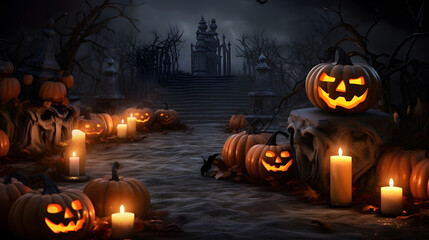 pumpkin character for halloween background