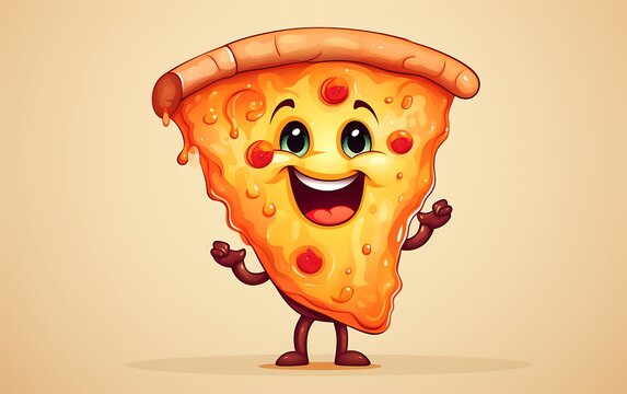 cute cartoon slice of pizza mascot giving thumbs up .  generative ai