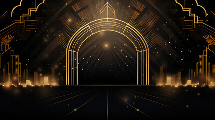 Gatsby theme Party Background with empty copy space. Generative AI.