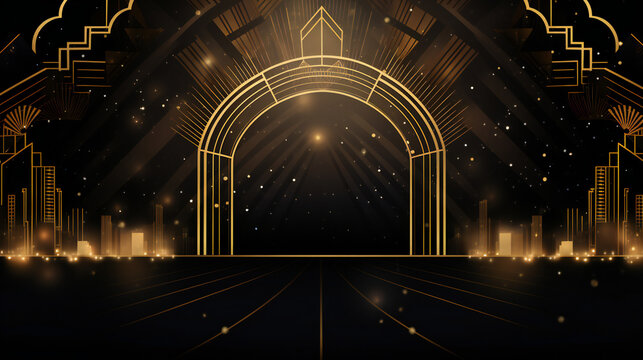 Gatsby theme Party Background with empty copy space. Generative AI.