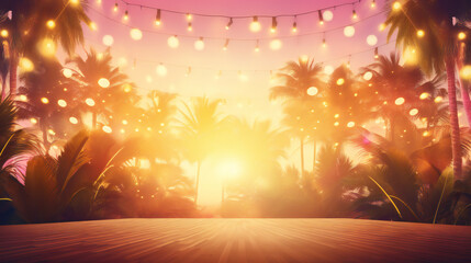 Ibiza theme Party Background with empty copy space. Generative AI.