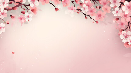 Japanese blossom theme Party Background with empty copy space. Generative AI.