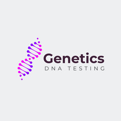 Naklejka premium DNA spiral. Life gene model. Bio code. Medicine gene helix structure logotype. Vector illustration.