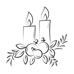 Christmas Candle Holy Light. Advent Wreath for print or use as poster, card, flyer or T Shirt